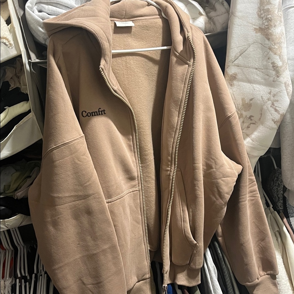 Comfrt Tan Zip-Up Hoodie